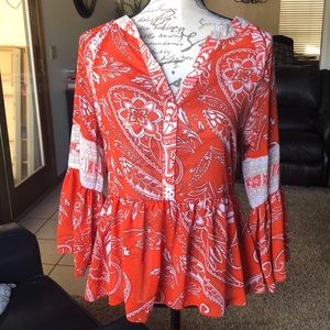 Orange bell sleeve top